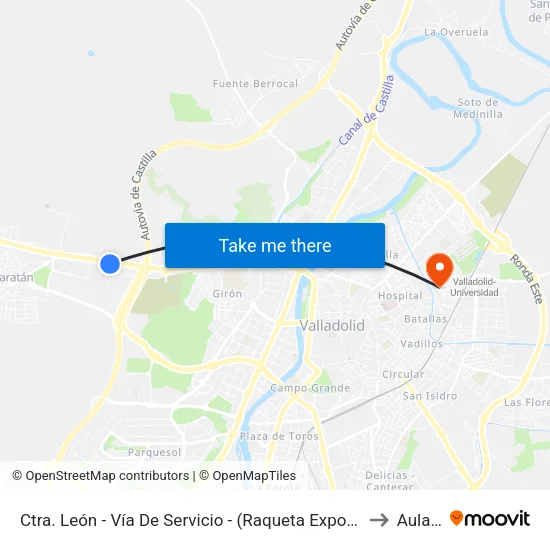 Zaratán. Ctra. León - Vía De Servicio (Raqueta Expocerámica) to Aulario map