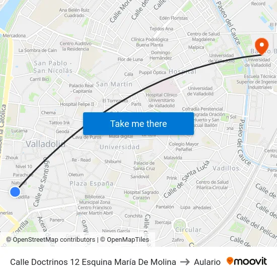 Calle Doctrinos 12 Esquina María De Molina to Aulario map