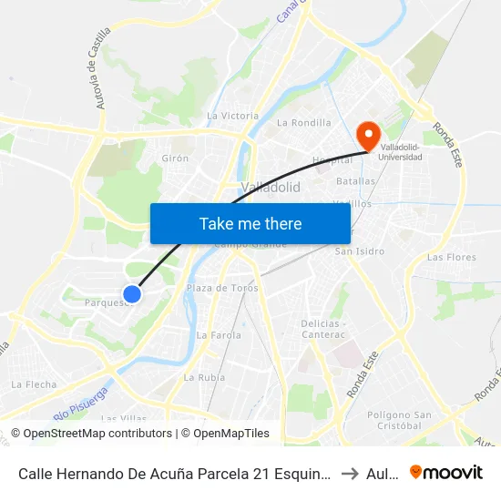 Calle Hernando De Acuña Parcela 21 Esquina Juan Valladolid to Aulario map