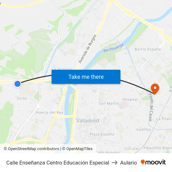 Calle Enseñanza Centro Educación Especial to Aulario map