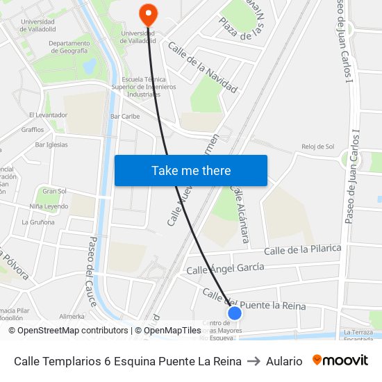 Calle Templarios 6 Esquina Puente La Reina to Aulario map