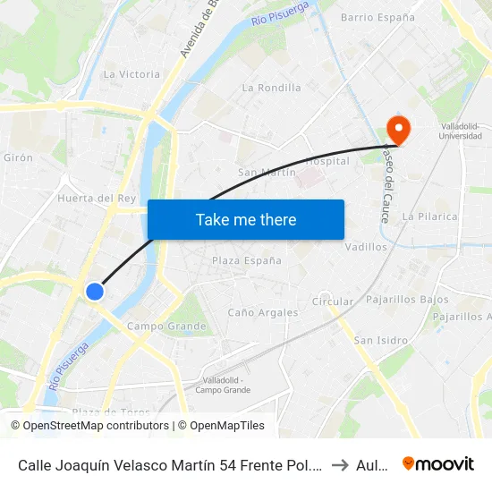 Calle Joaquín Velasco Martín 54 Frente Pol. Huerta Rey to Aulario map