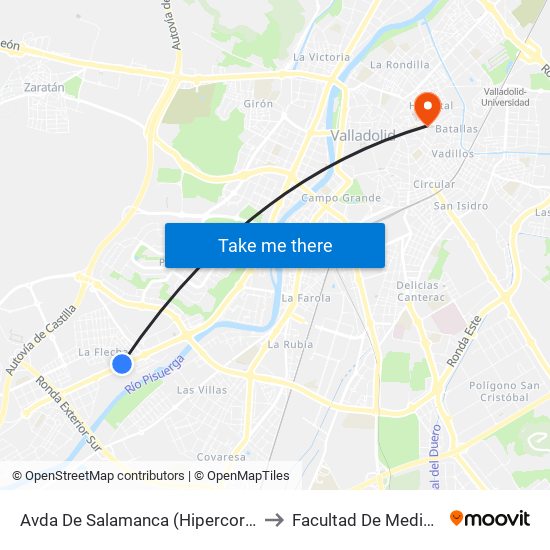Avda De Salamanca (Hipercor-Ifa) to Facultad De Medicina map