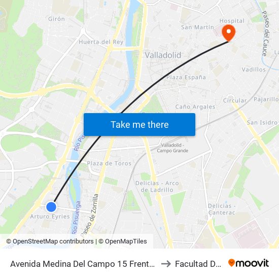 Avenida Medina Del Campo 15 Frente Centro Salud Arturoeyríes to Facultad De Medicina map
