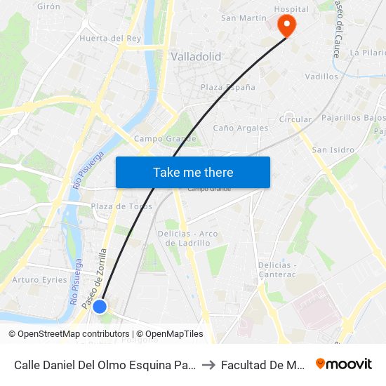Calle Daniel Del Olmo Esquina Paseo Zorrilla to Facultad De Medicina map