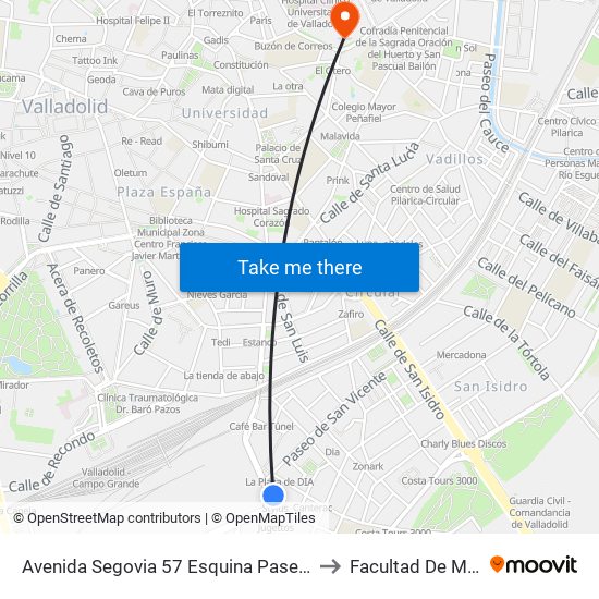 Avenida Segovia 57 Esquina Paseo San Vicente to Facultad De Medicina map