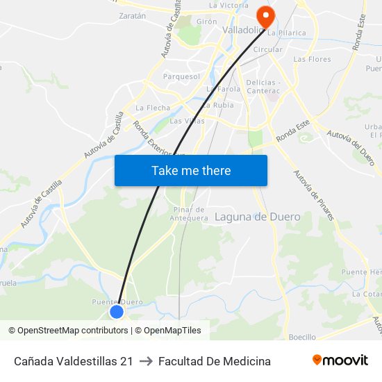 Cañada Valdestillas 21 to Facultad De Medicina map