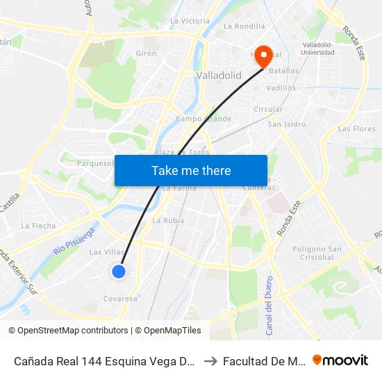 Cañada Real 144 Esquina Vega De Valdetronco to Facultad De Medicina map