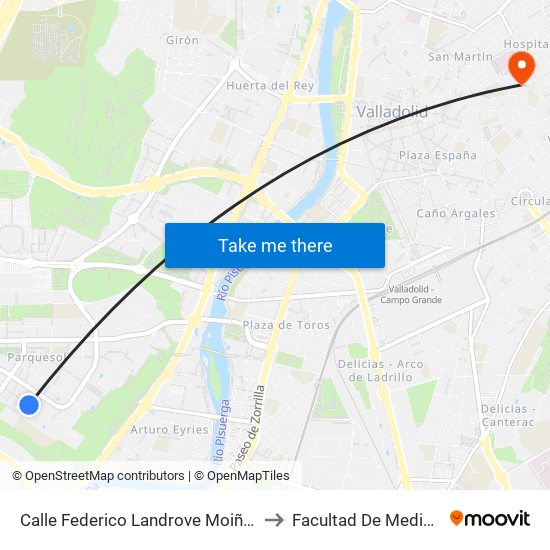 Calle Federico Landrove Moiño 11 to Facultad De Medicina map
