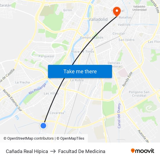 Cañada Real Hípica to Facultad De Medicina map