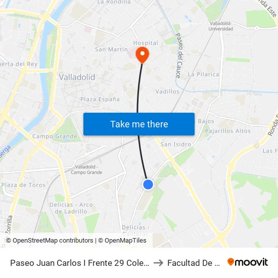 Paseo Juan Carlos I Frente 29 Colegio Pablo Picasso to Facultad De Medicina map
