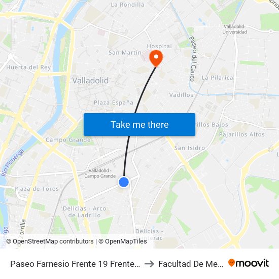 Paseo Farnesio Frente 19 Frente Arca Real to Facultad De Medicina map