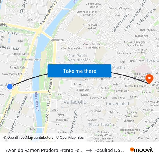 Avenida Ramón Pradera Frente Feria De Valladolid to Facultad De Medicina map