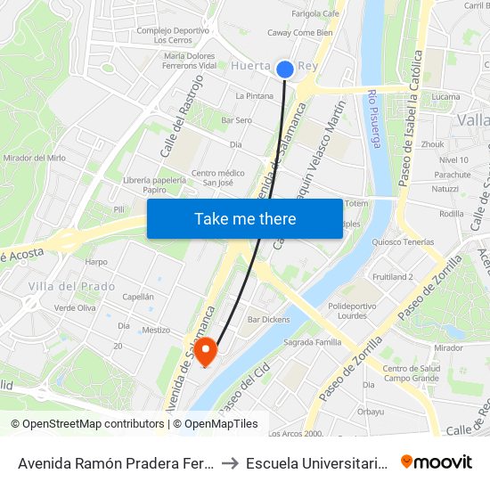 Avenida Ramón Pradera Feria De Valladolid to Escuela Universitaria Politécnica map
