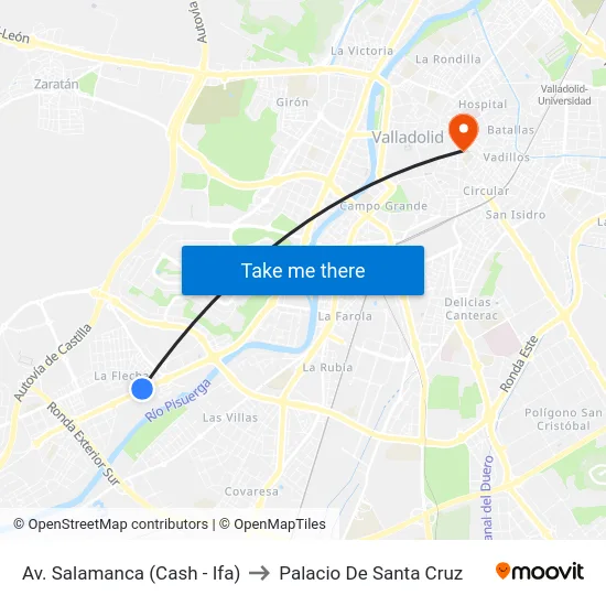 Arroyo De La Encomienda. Av. Salamanca (Cash - Ifa) to Palacio De Santa Cruz map
