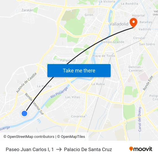 Arroyo De La Encomienda. Pza. Juan Carlos I to Palacio De Santa Cruz map