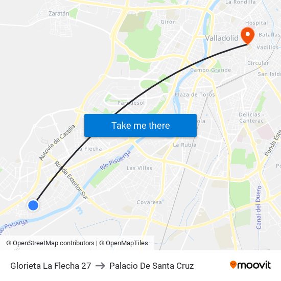 Glorieta La Flecha 27 to Palacio De Santa Cruz map