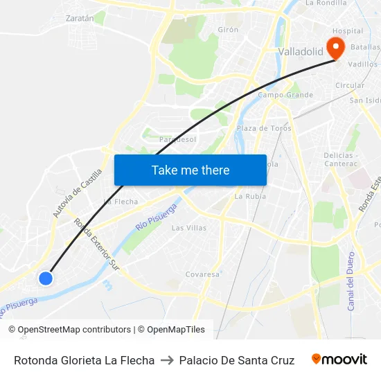 Rotonda Glorieta La Flecha to Palacio De Santa Cruz map