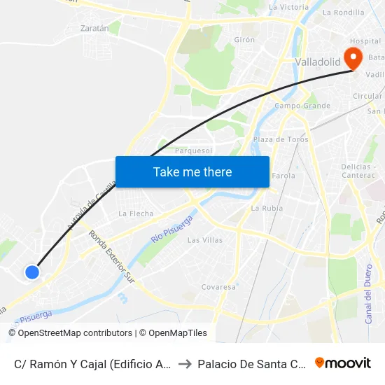 Arroyo De La Encomienda. C/ Ramón Y Cajal (Edificio Ade) to Palacio De Santa Cruz map