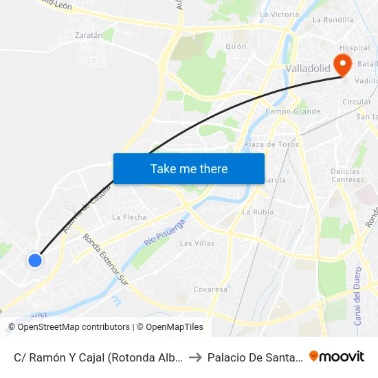 Arroyo De La Encomienda. C/ Ramón Y Cajal (Frente Parque De Mayores) to Palacio De Santa Cruz map