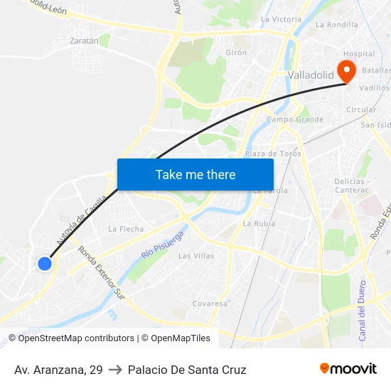 Arroyo De La Encomienda. Av. Aranzana, 29 to Palacio De Santa Cruz map