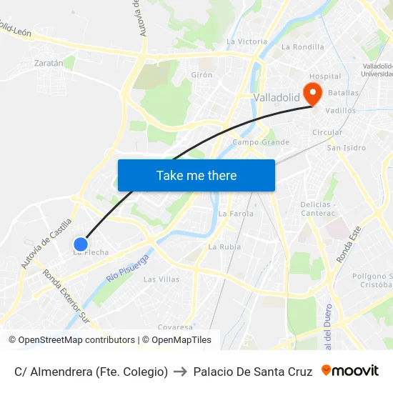 Arroyo De La Encomienda. C/ Almendrera (Frente Ceip Raimundo De Blas) to Palacio De Santa Cruz map