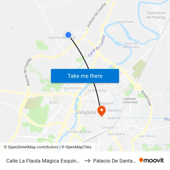 Calle La Flauta Mágica Esquina Electra to Palacio De Santa Cruz map
