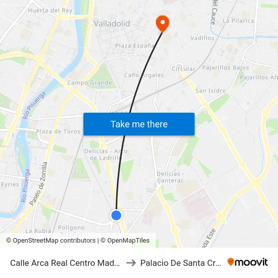 Calle Arca Real Centro Madrid to Palacio De Santa Cruz map