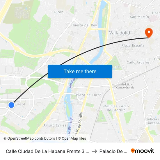 Calle Ciudad De La Habana Frente 3 Esquina Juan G. Hortelano to Palacio De Santa Cruz map