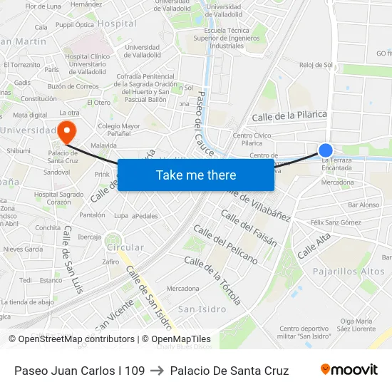 Paseo Juan Carlos I 109 to Palacio De Santa Cruz map
