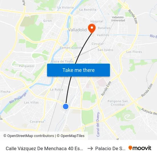 Calle Vázquez De Menchaca 40 Esquina Avenida Zamora to Palacio De Santa Cruz map
