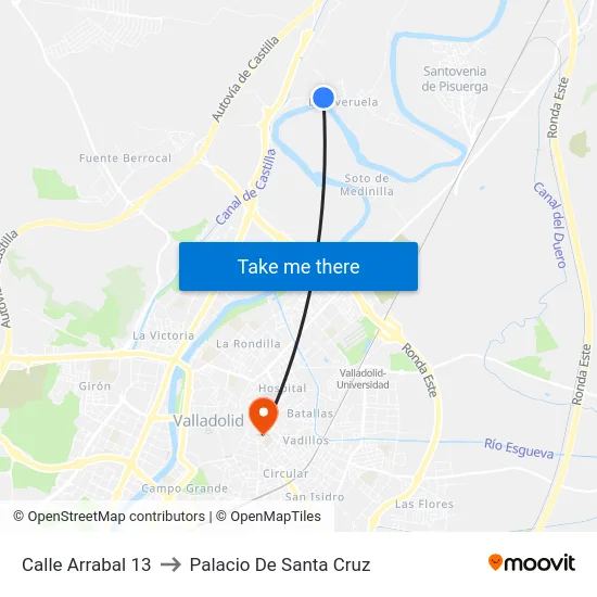 Calle Arrabal 13 to Palacio De Santa Cruz map