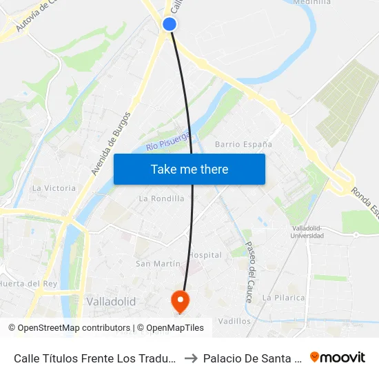 Calle Títulos Frente Los Traductores to Palacio De Santa Cruz map