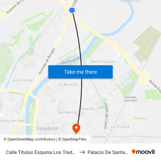 Calle Títulos Esquina Los Traductores to Palacio De Santa Cruz map