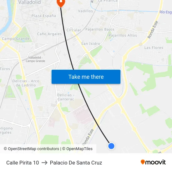 Calle Pirita 10 to Palacio De Santa Cruz map