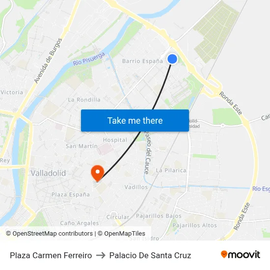 Plaza Carmen Ferreiro to Palacio De Santa Cruz map