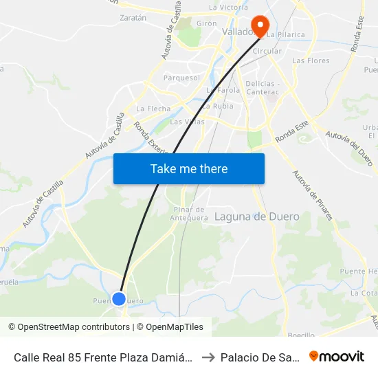 Calle Real 85 Frente Plaza Damián Tascón Prieto to Palacio De Santa Cruz map