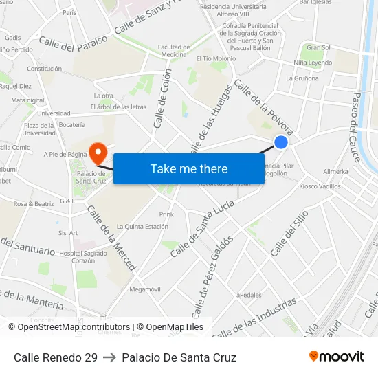 Calle Renedo 29 to Palacio De Santa Cruz map