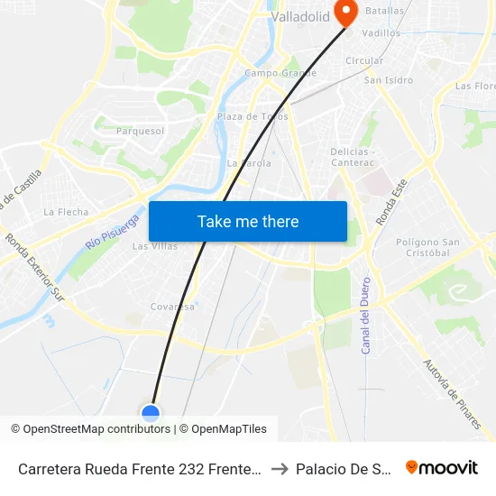 Carretera Rueda Frente 232 Frente Colegio Ave María to Palacio De Santa Cruz map