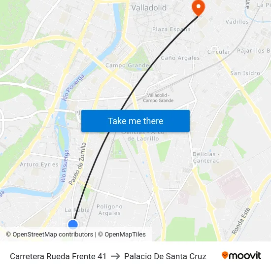 Carretera Rueda Frente 41 to Palacio De Santa Cruz map