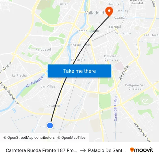 Carretera Rueda Frente 187 Frente Hotel to Palacio De Santa Cruz map