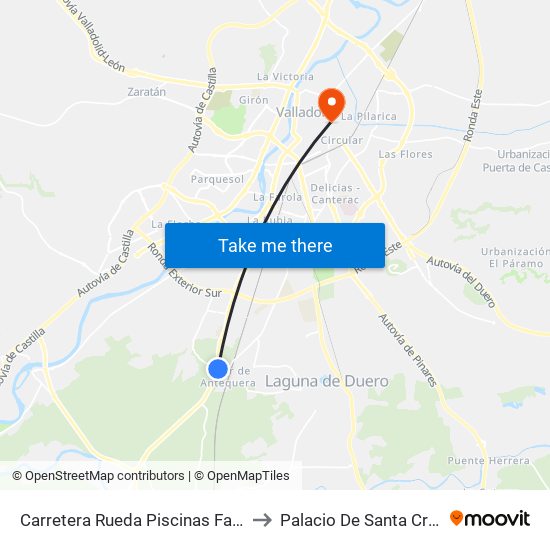 Carretera Rueda Piscinas Fasa to Palacio De Santa Cruz map