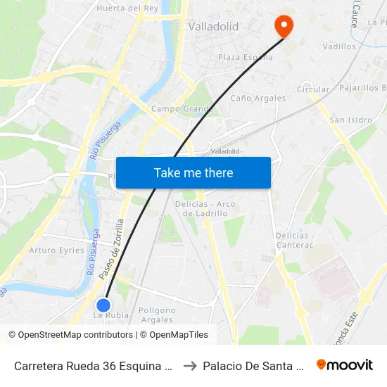 Carretera Rueda 36 Esquina Mota to Palacio De Santa Cruz map