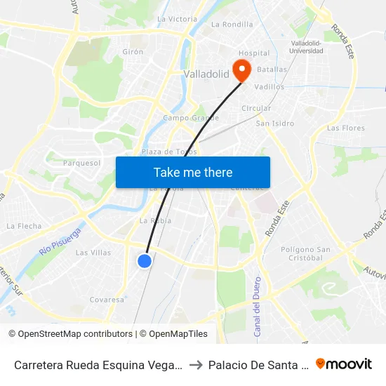 Carretera Rueda Esquina Vega Sicilia to Palacio De Santa Cruz map