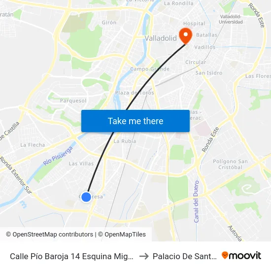 Calle Pío Baroja 14 Esquina Miguel Delibes to Palacio De Santa Cruz map