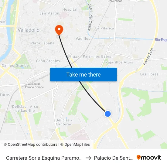 Carretera Soria Esquina Paramo San Isidro to Palacio De Santa Cruz map