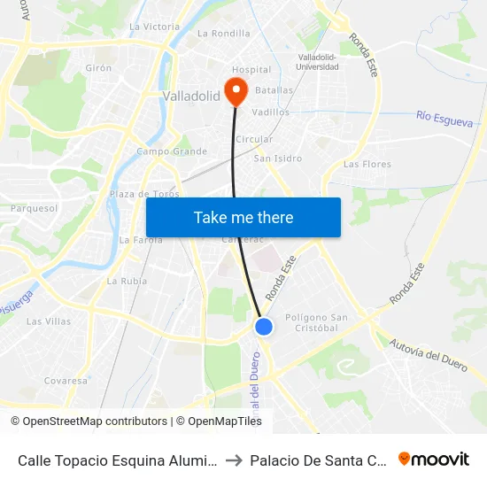Calle Topacio Esquina Aluminio to Palacio De Santa Cruz map