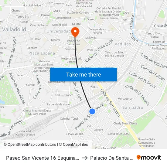 Paseo San Vicente 16 Esquina Álava to Palacio De Santa Cruz map