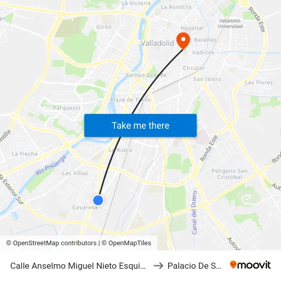 Calle Anselmo Miguel Nieto Esquina Carretera Rueda to Palacio De Santa Cruz map