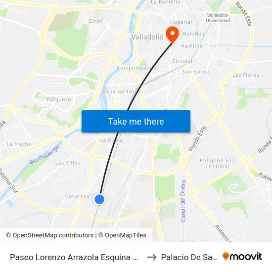 Paseo Lorenzo Arrazola Esquina Manuel Mucientes to Palacio De Santa Cruz map